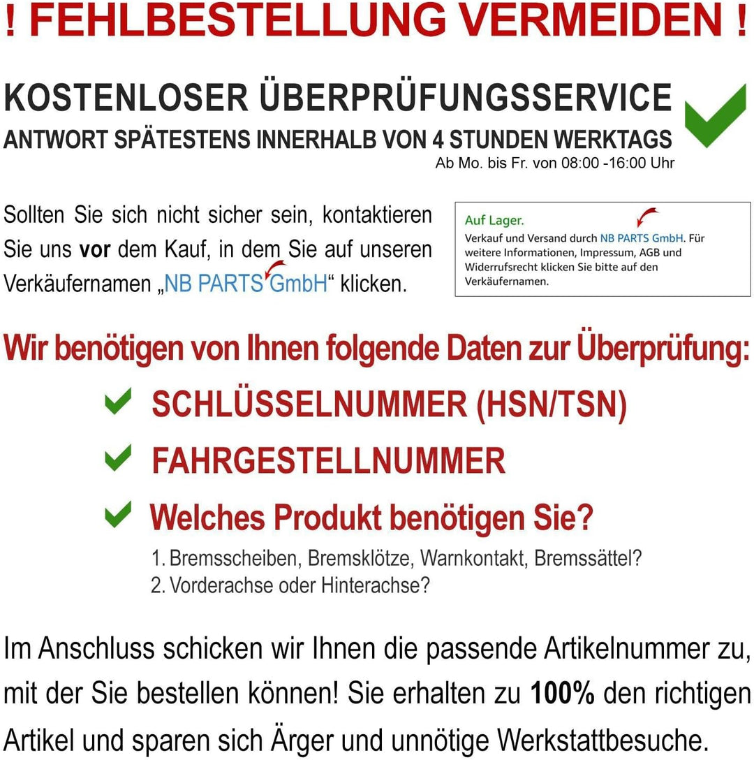 Bremsen/Bremsscheiben + Bremsbeläge vorne + hinten NB PARTS GERMANY 10041697, Dual