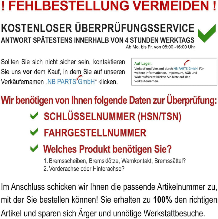 Bremsen/Bremsscheiben + Bremsbeläge vorne + hinten NB PARTS GERMANY 10041697, Dual
