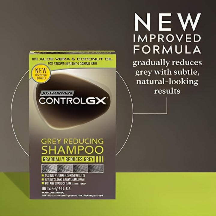 Just For Men - Control GX Grey Reducing Shampoo für graues Haar, mit Kokosöl & Aloe Vera, neue verbe