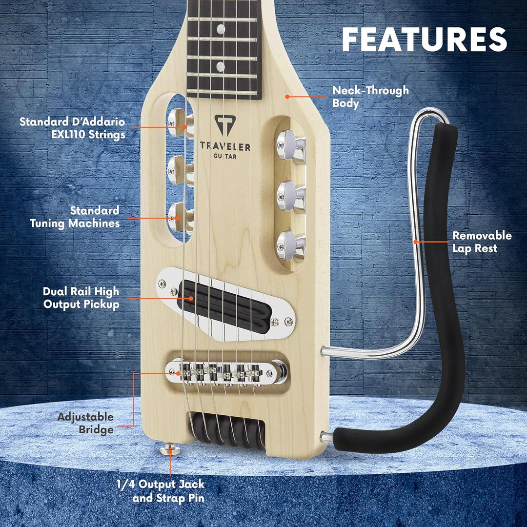 Traveler Guitar Ultra-Light E-Gitarre, Ahorn (ULE MPS) Ahorn Guitar Griffbrett aus schwarzem Walnuss