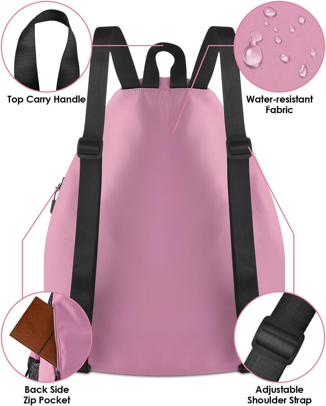 BROTOU Schwimmen Tasche, Schwimmtasche Mesh-Rucksack mit Kordelzug, Strandrucksack Turnbeutel Sportb