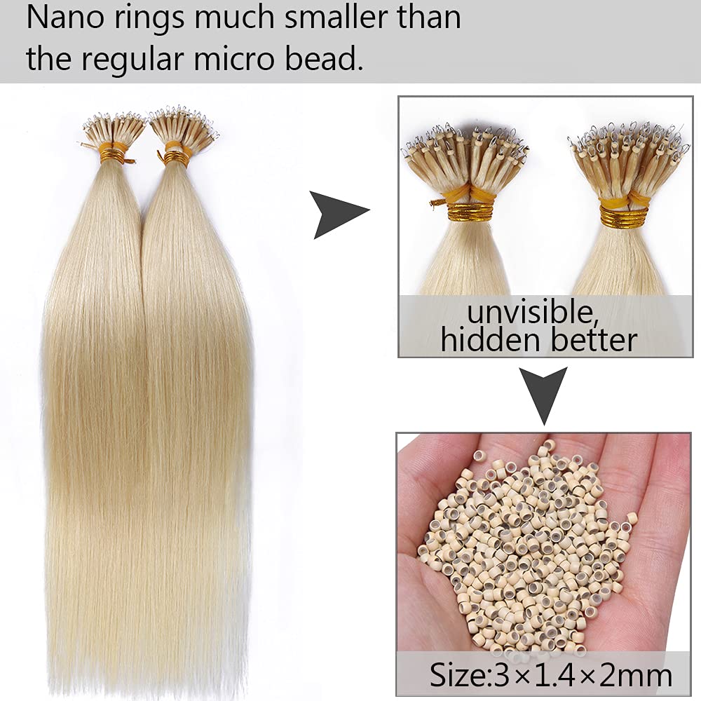 SEGO Nanoring Extension Echthaar 1g Loop Haarverlängerung Haarteile 50 Strähnen Glatt 100% Remy Huma