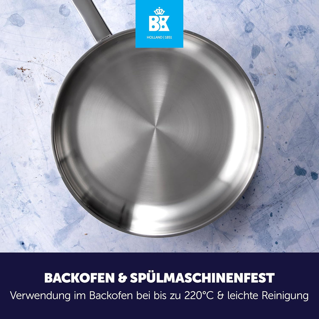 BK Bright Edelstahl Induktion 24 cm Bratpfanne, Mehrfach Verkleidet, Backofenfest, Metallbesteckfest