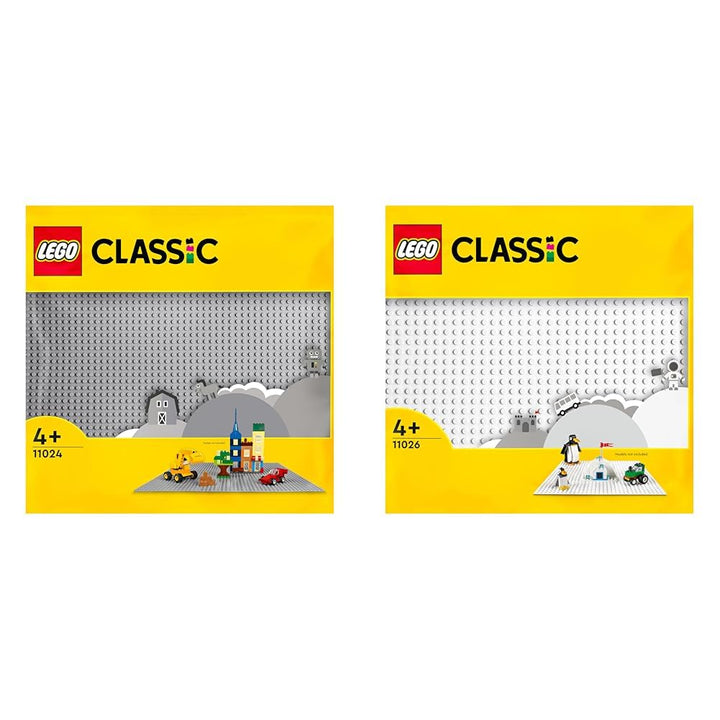 LEGO 11024 Classic Graue Bauplatte, quadratische Grundplatte mit 48x48 Noppen & 11026 Classic Weisse