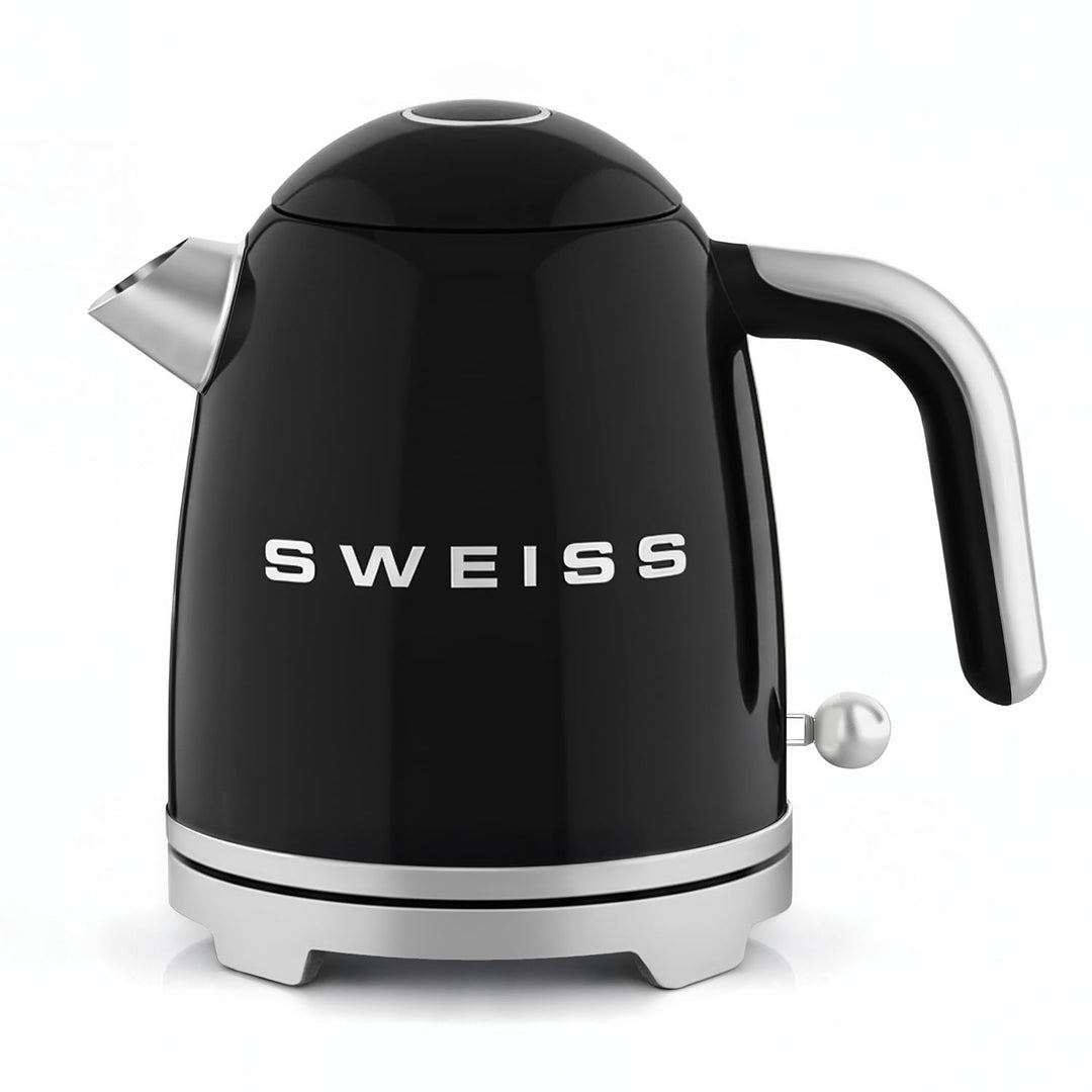 SWEISS Elektrischer Wasserkocher KTS9 im Vintage-Stil, 1 l, kompakter Edelstahl, 1000 W, schnelles K