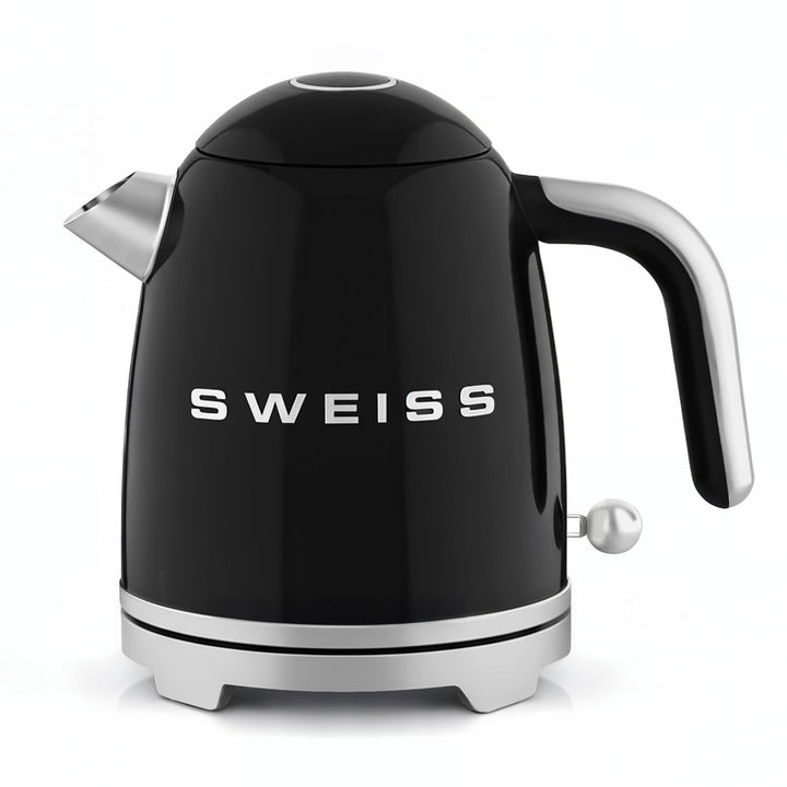 SWEISS Elektrischer Wasserkocher KTS9 im Vintage-Stil, 1 l, kompakter Edelstahl, 1000 W, schnelles K