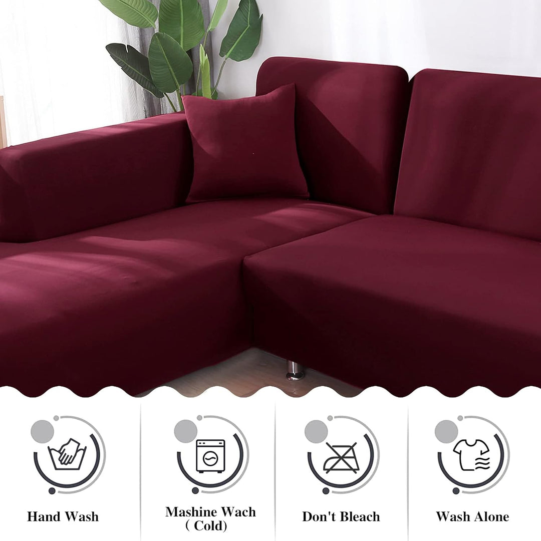 Jaotto Sofa Überwürfe Sofabezug Elastische Spandex Stretch Sofabezüge Couchbezug für L-Form Sofa Uni
