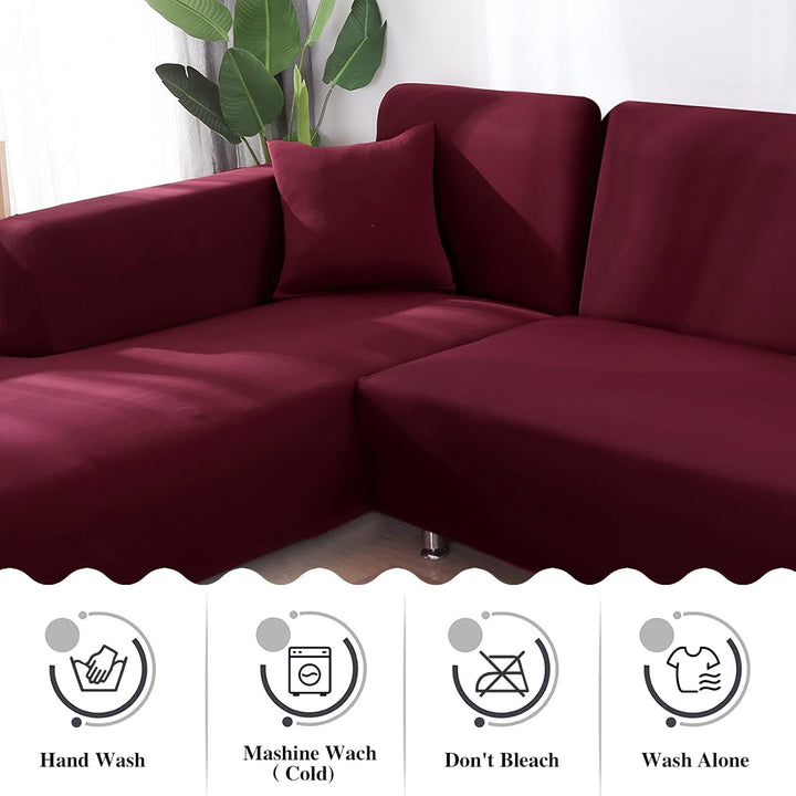 Jaotto Sofa Überwürfe Sofabezug Elastische Spandex Stretch Sofabezüge Couchbezug für L-Form Sofa Uni