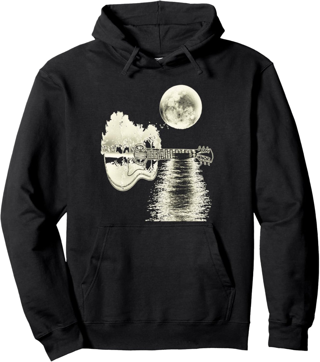 Akustikgitarre Nature Moon Gitarrenspieler Pullover Hoodie