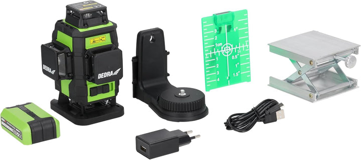 Multilaser 4D DEDRA, 2,4 W, vielseitiges Werkzeug, grüner Laserstrahl, Sharp-Dioden, 360°-Rundum-Bil