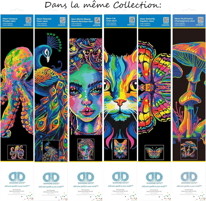 DIAMOND DOTZ 2594362 Original 5D Diamond Painting Set, Neon Schönheit, mit Neonfarben und Samt, DIY