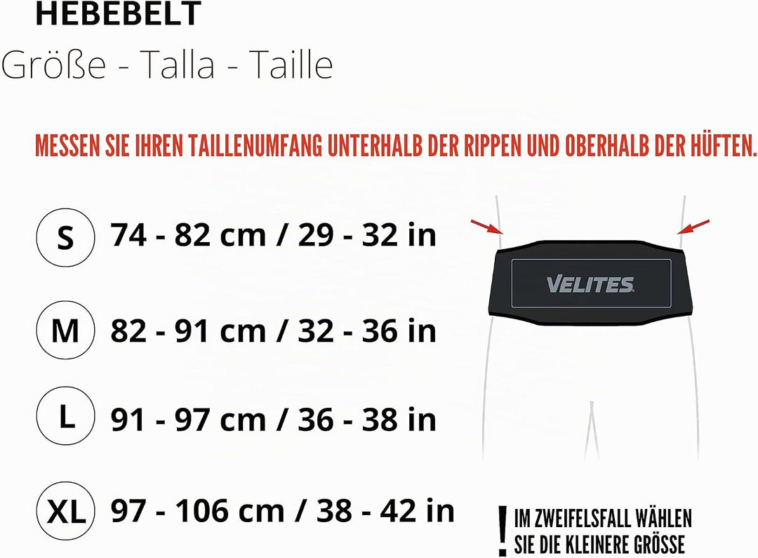 Velites Gewichthebergürtel - Unübertroffener Halt und Komfort - Ideal für Kreuzheben, Kniebeugen, Ge