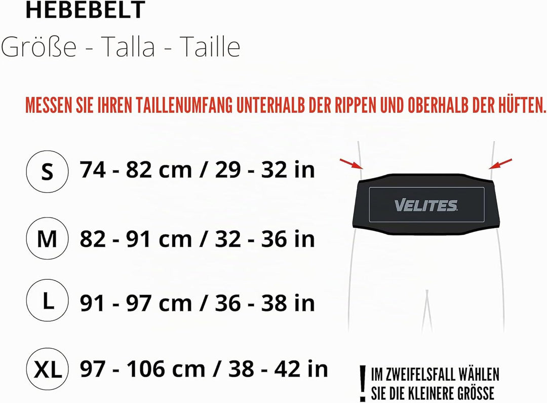 Velites Gewichthebergürtel I Gewichthebergürtel I Unterstützung und Komfort I Für Kreuzheben, Kniebe