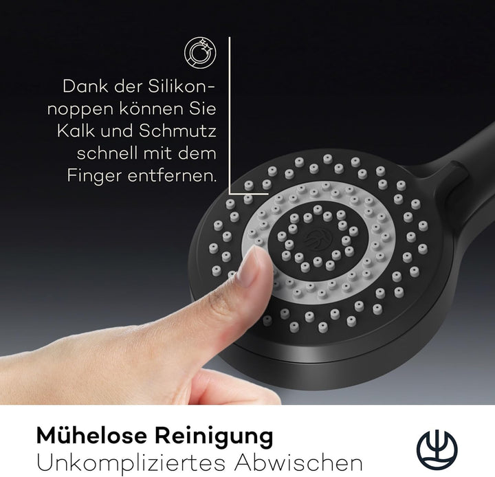 KLUDI-X1 Universal Duschkopf wassersparend als Option, Duschbrause mit 3 Strahlarten (Body, Hair, Sk