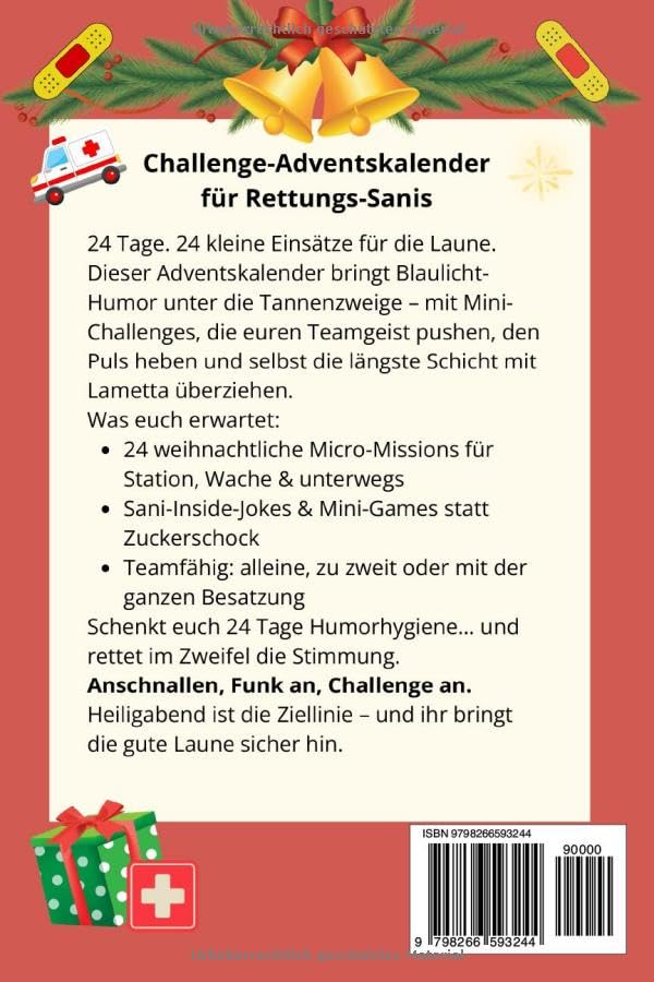 Challenge Adventskalender für Rettungs-Sanis: 24 witzige Challenges für die Wache oder RTW | Von Nul