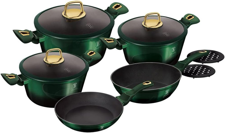 Berlinger Haus Emerald Collection 10 Stück Kochgeschirr Set, BH/6065 Emerald Edelstahl 18/8