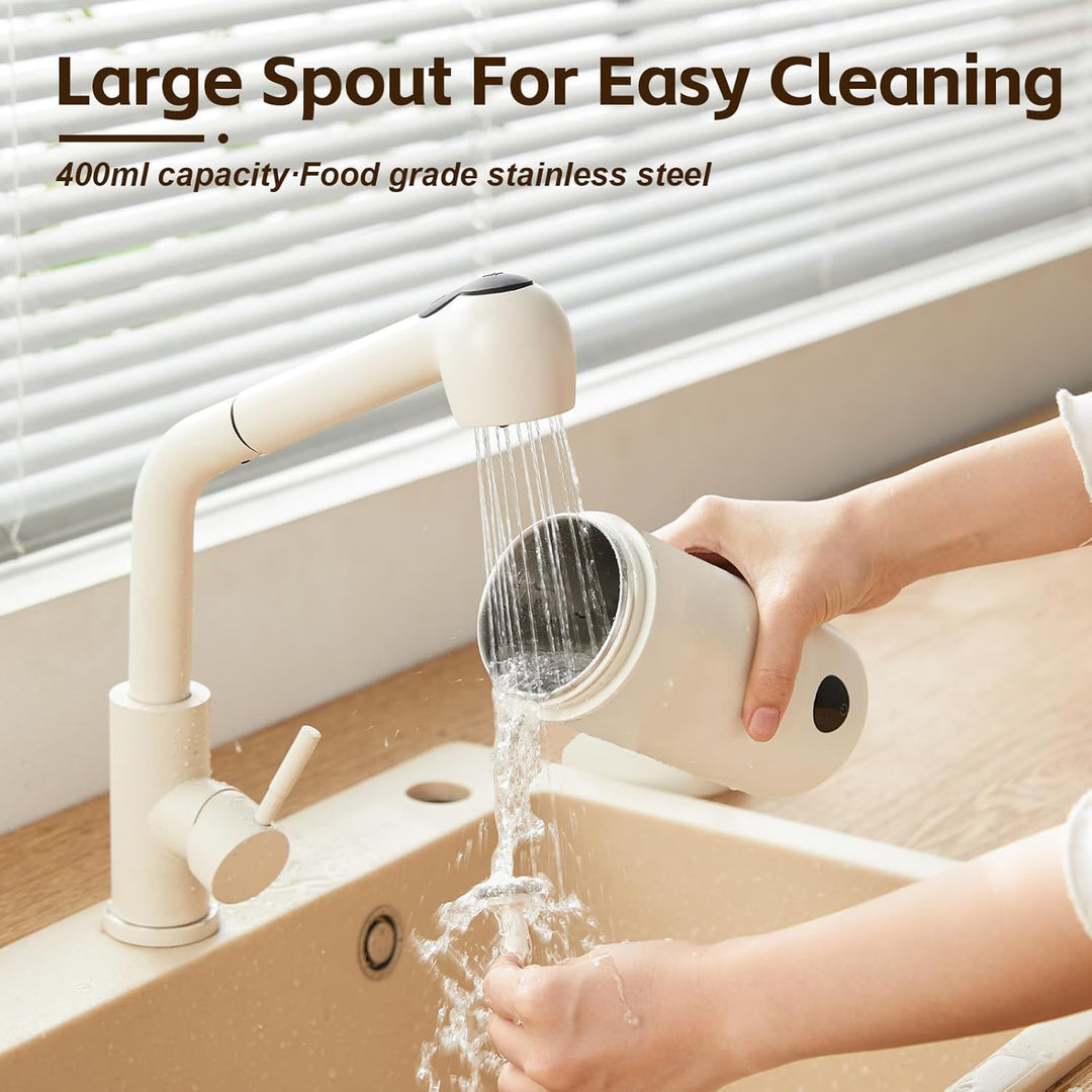 400ml Reise Wasserkocher mit Heiss-/Kalt-Milchschäumer, 3 Mix-Stufen, 6-Temperaturstufen, Touchsteue