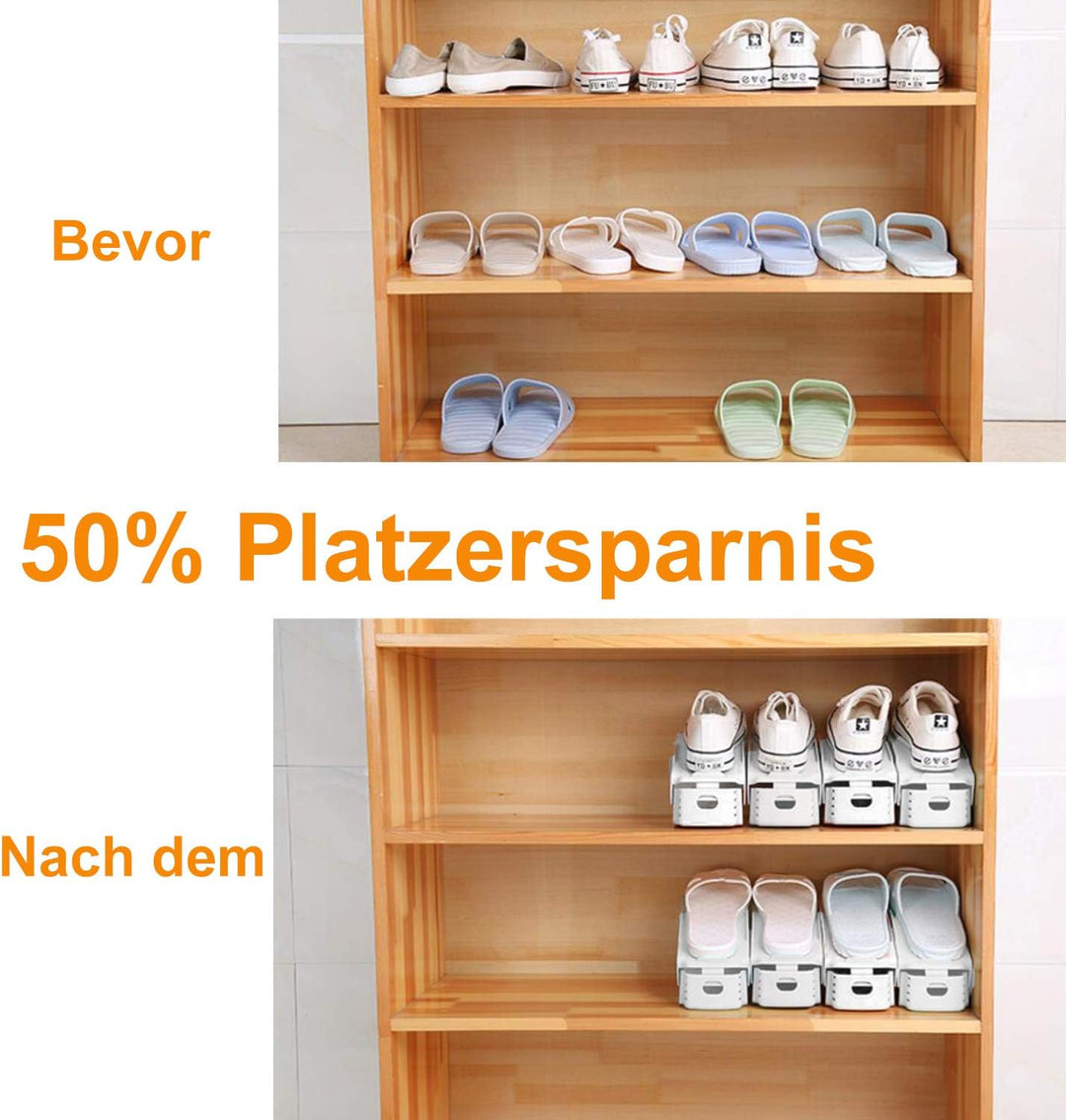 Aufun Einstellbare Schuhregale 30 Stück Schuhstapler/Schuhhalter Set, 3 höhenverstellbar, Platzspare