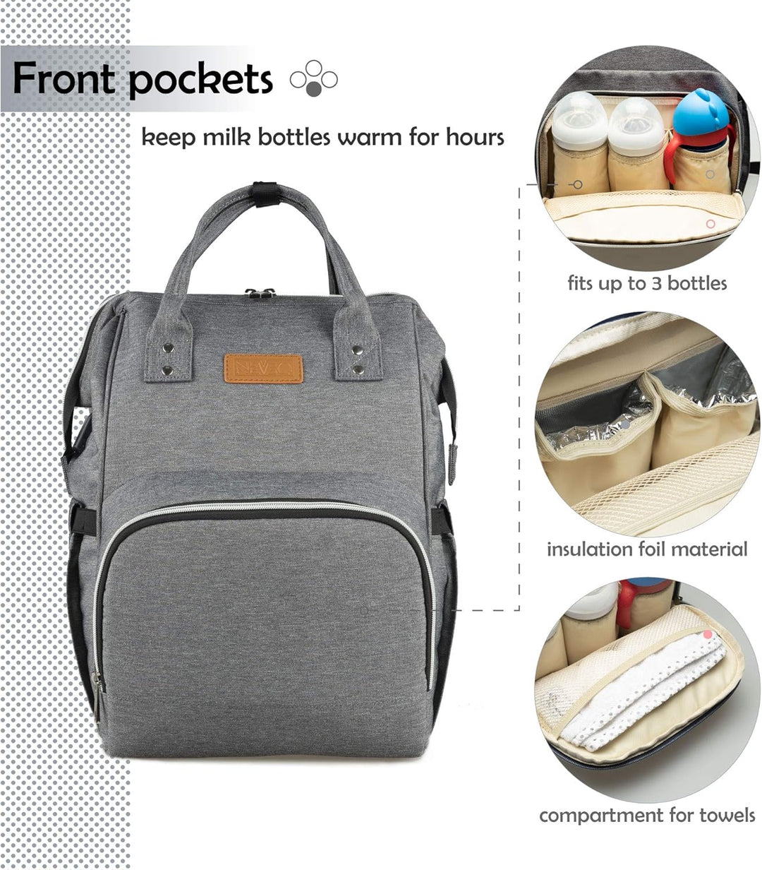 Baby Wickelrucksack, Babytasche für Reise, Wickeltasche Grosse Kapazität, Multifach Reise Rucksack W