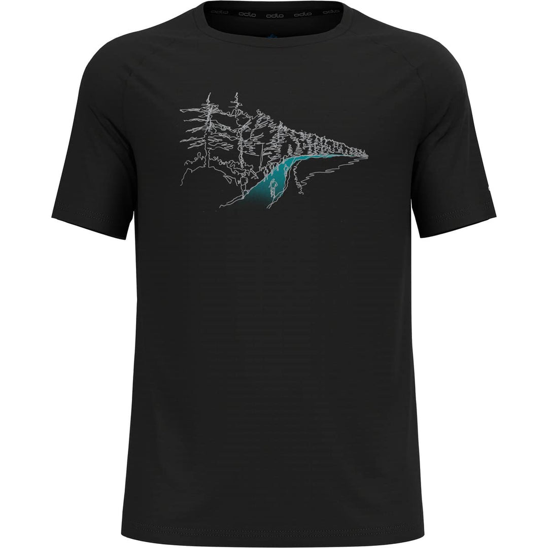 Odlo Herren Essentials Print_313962 Kurzarm Laufshirt (1er Pack), S Schwarz