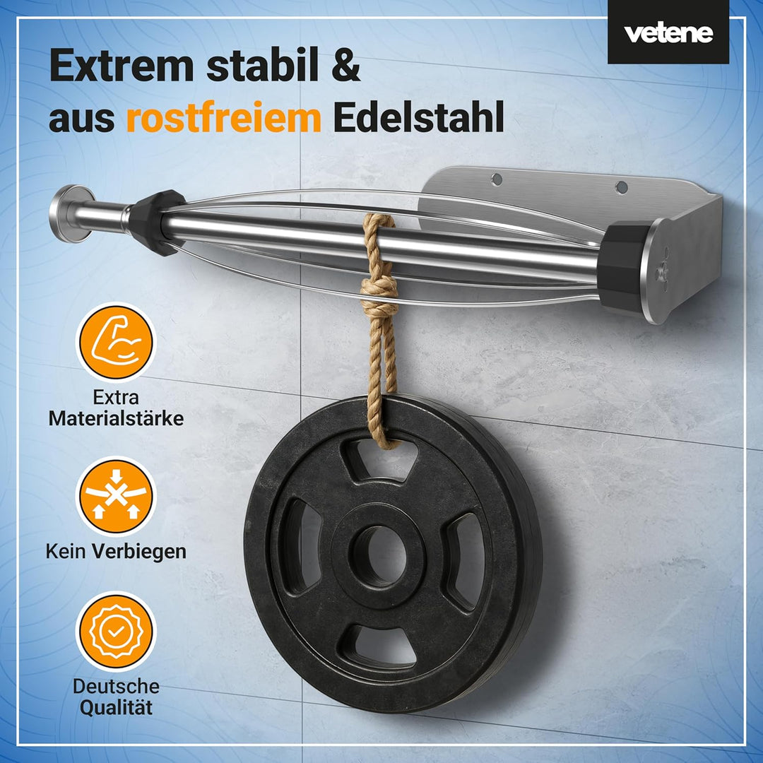 vetene® Premium Küchenrollenhalter ohne Bohren [Zum Einhändig Abreissen] – Edelstahl Silber – mit Ab