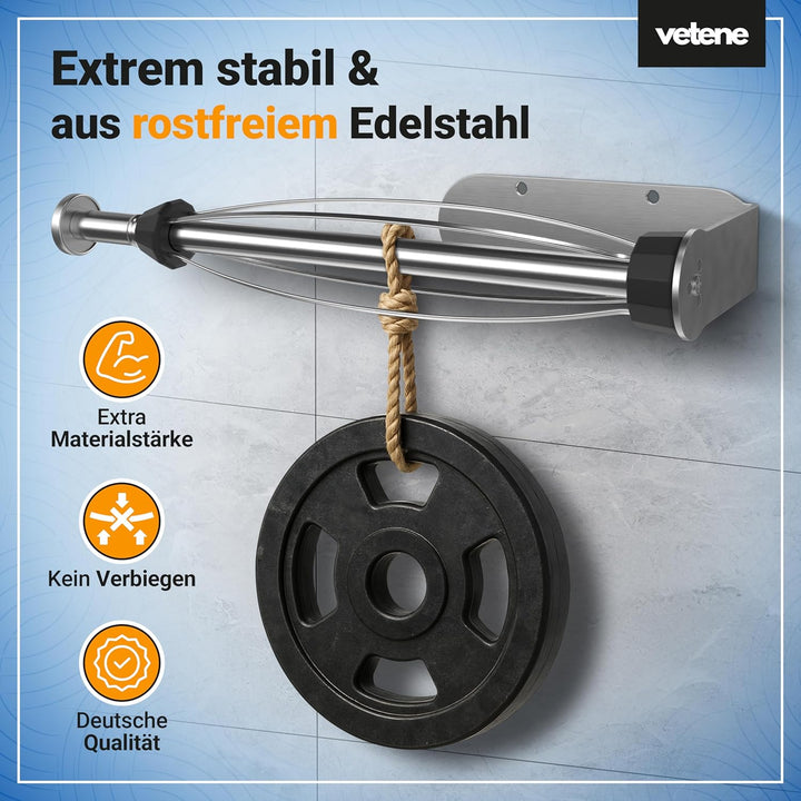 vetene® Premium Küchenrollenhalter ohne Bohren [Zum Einhändig Abreissen] – Edelstahl Silber – mit Ab