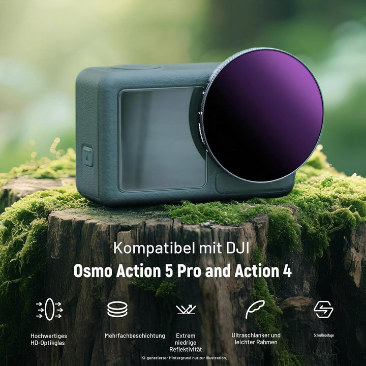 NEEWER Variabler ND Filter, kompatibel mit DJI Osmo Action 5 Pro und Action 4, ND64-256 (6-8 Stops),