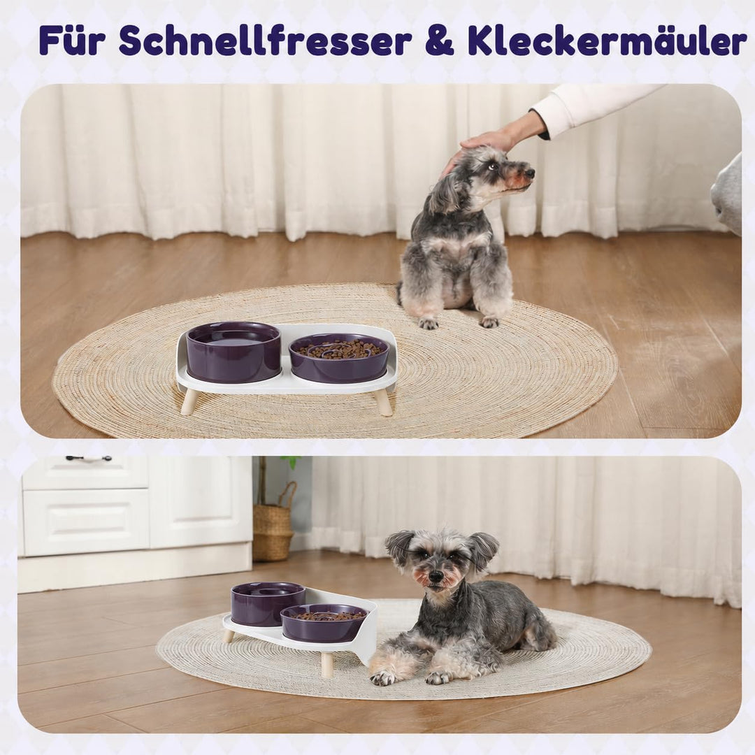 Antischlingnapf Hunde Keramik Hundenapf Erhöht - Anti Schling Napf Hund Set für Mittelgrosse und Kle
