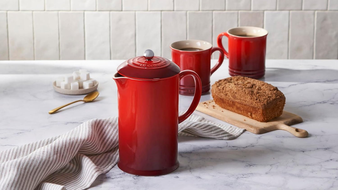 Le Creuset Kaffee-Bereiter/French Press mit Edelstahl-Presseinsatz, 800 ml, Steinzeug,