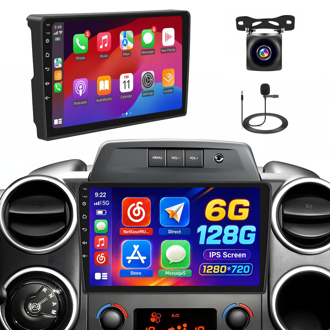 Hikity 8 core 6+128G Android 15 Autoradio für Citroen Berlingo B9 2008-2017 Radio Wireless CarPlay A