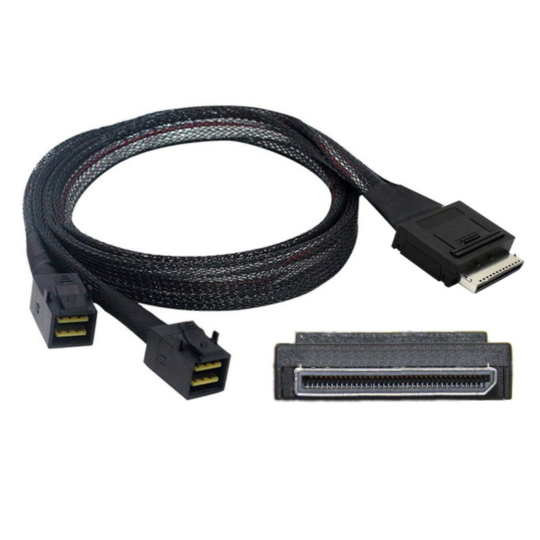 CY SFF-8611 auf SFF-8643 Kabel,OCuLink PCIe PCI-Express SFF-8611 8X 8-Lane auf 2 SFF-8643 HD 4X SSD