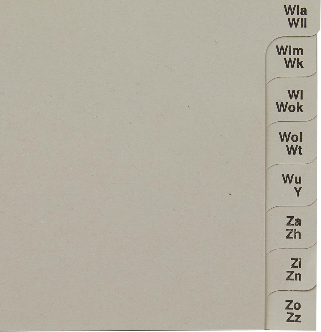 Leitz Register, Trennblätter mit Taben und alphabetischem Aufdruck A-Z für 12 Ordner, Halbe Höhe und