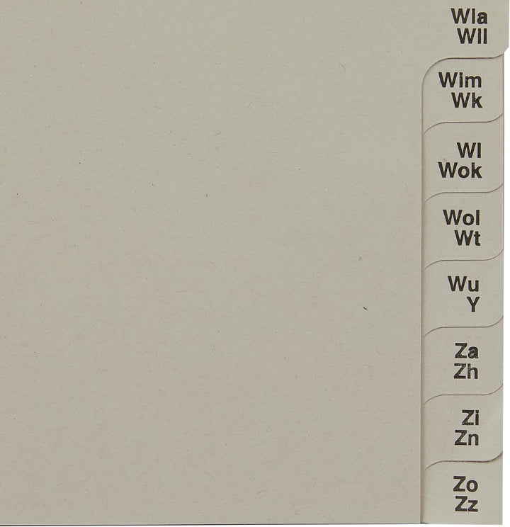Leitz Register, Trennblätter mit Taben und alphabetischem Aufdruck A-Z für 12 Ordner, Halbe Höhe und