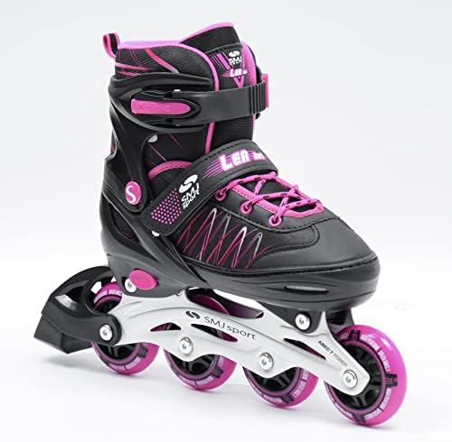 SMJ sport Kinder Mädchen 2IN1 Inlineskates Schlittschuhe Verstellbar Inliner ABEC7 LEA 26-29, 26-29