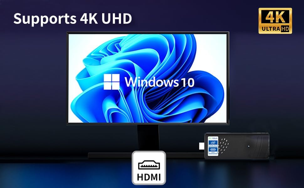 HEIGAOLAPC PC Stick Win 10, Pentium N4200 (1.1GHz) 4GB DDR4 RAM 64GB eMMC, Fanless Mini Computer, Du