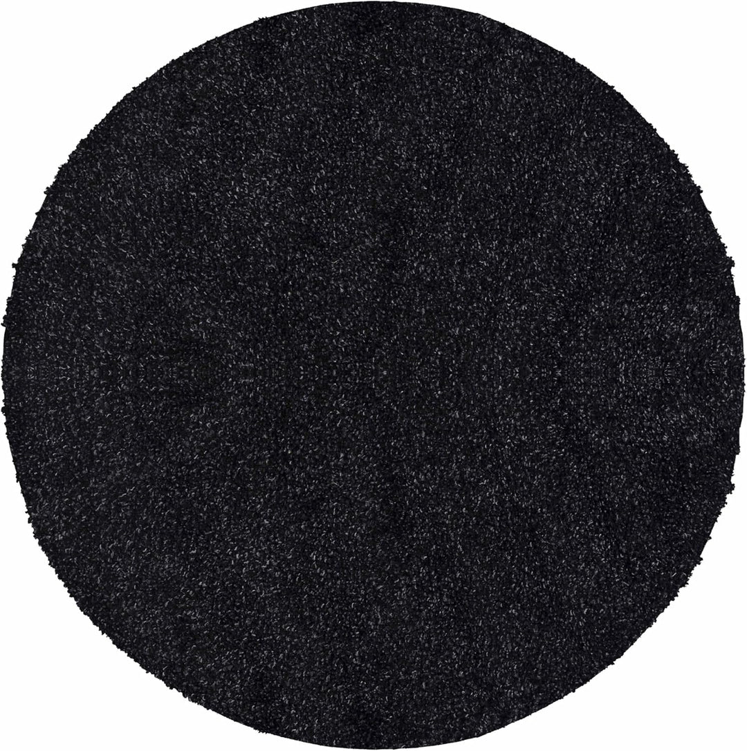 Teppium Hochflor Teppich Wohnzimmer Shaggy 120 cm Rund Anthrazit - Flauschiger Teppich Extra Weich,