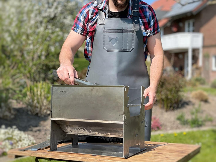 FENNEK Premium Grillschürze aus 100% Leder | | Schmutz- und wasserabweisend | Perfekt zum Grillen mi