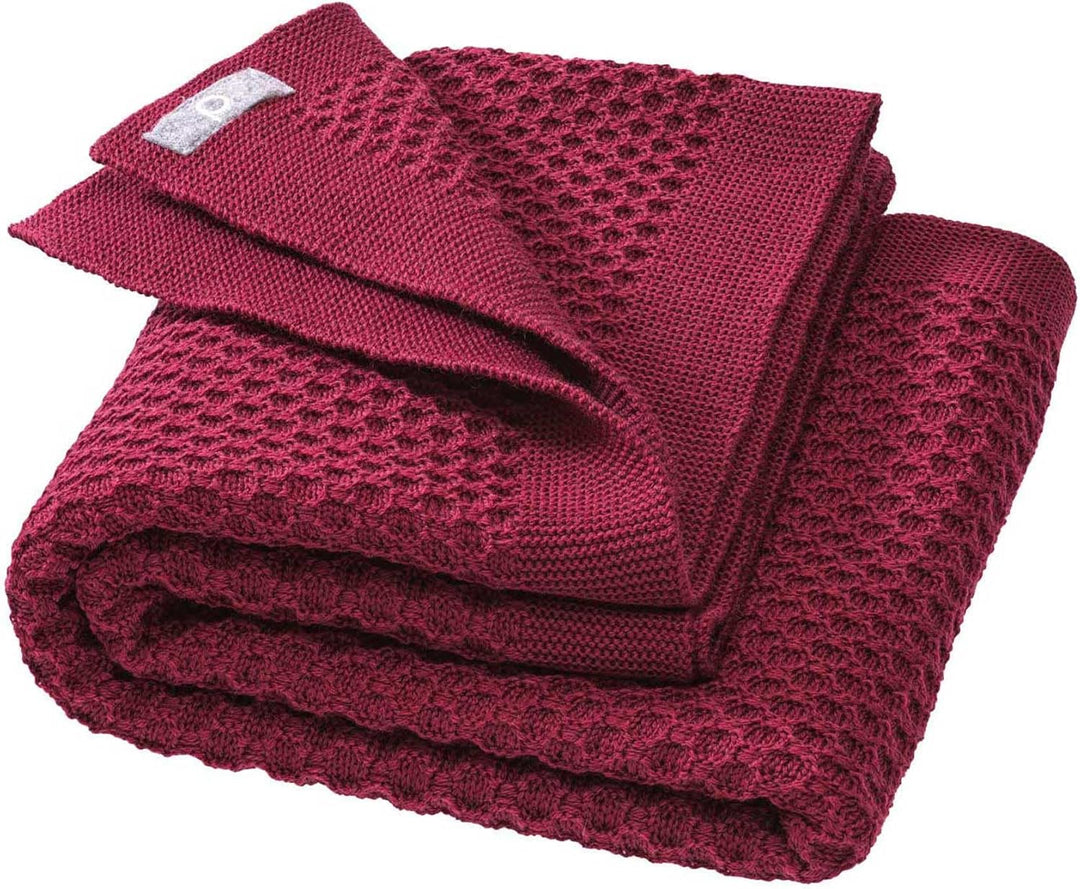 Disana WABEN-STRICKDECKE, 100% Bio-Merinowolle GOTS, IVN Best | kuschelweiche Decke mit Wabenmuster