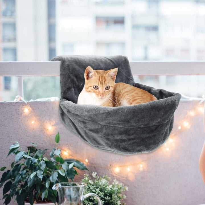Heizkörperbett für Katzen,Katzenheizungsliege Katzenhängematte für Heizungen Grau Plüschstoffe Faltb