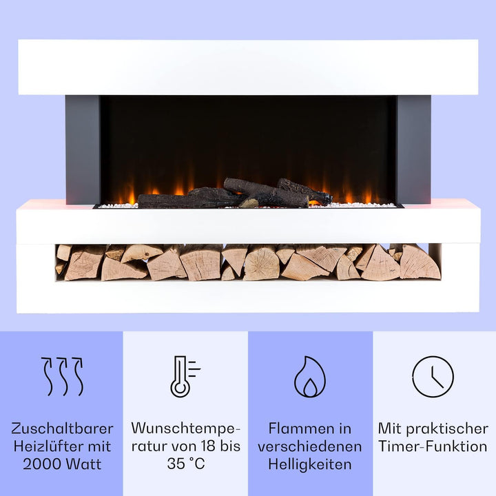 Klarstein Elektrokamin, Elektro Heizungen für Wohnzimmer & Innenräume, Elektrischer Kamin mit LED Fl