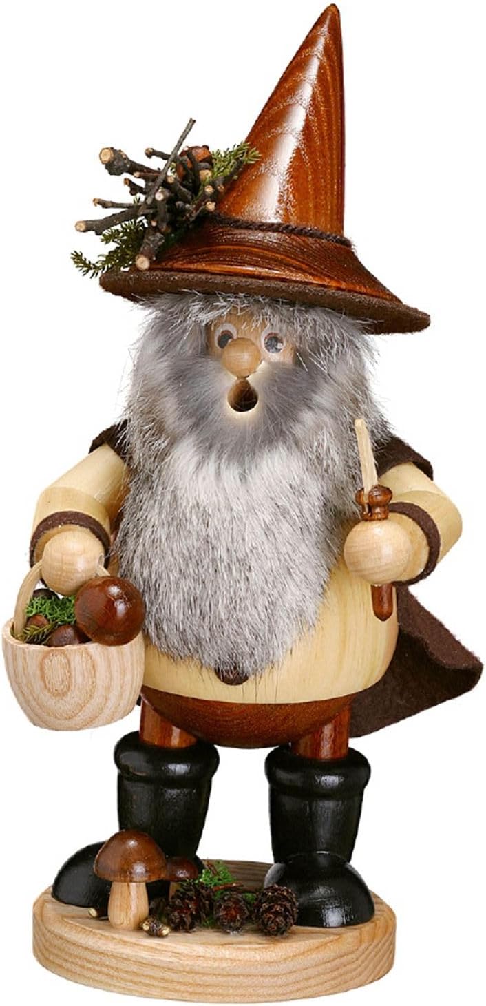 DWU Original Erzgebirgischer Räuchermann® Waldwichtel gross Pilzsammler Natur - inkl. Original Crott