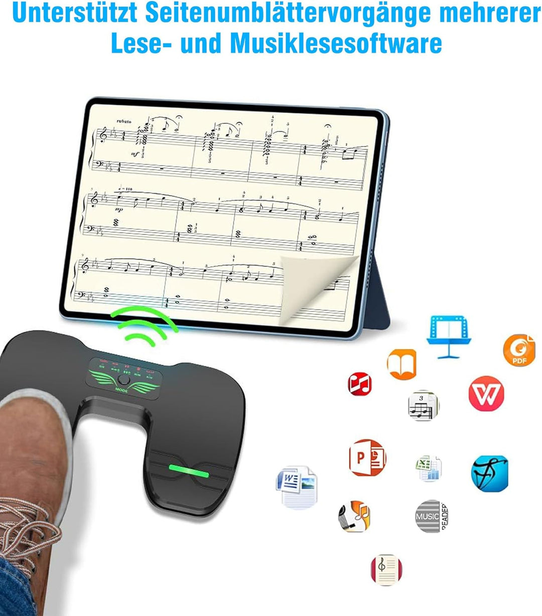 Bluetooth Page Turning Pedal: Bluetooth Fussschalter - Wiederaufladbare Musik Lese Controller für Ta