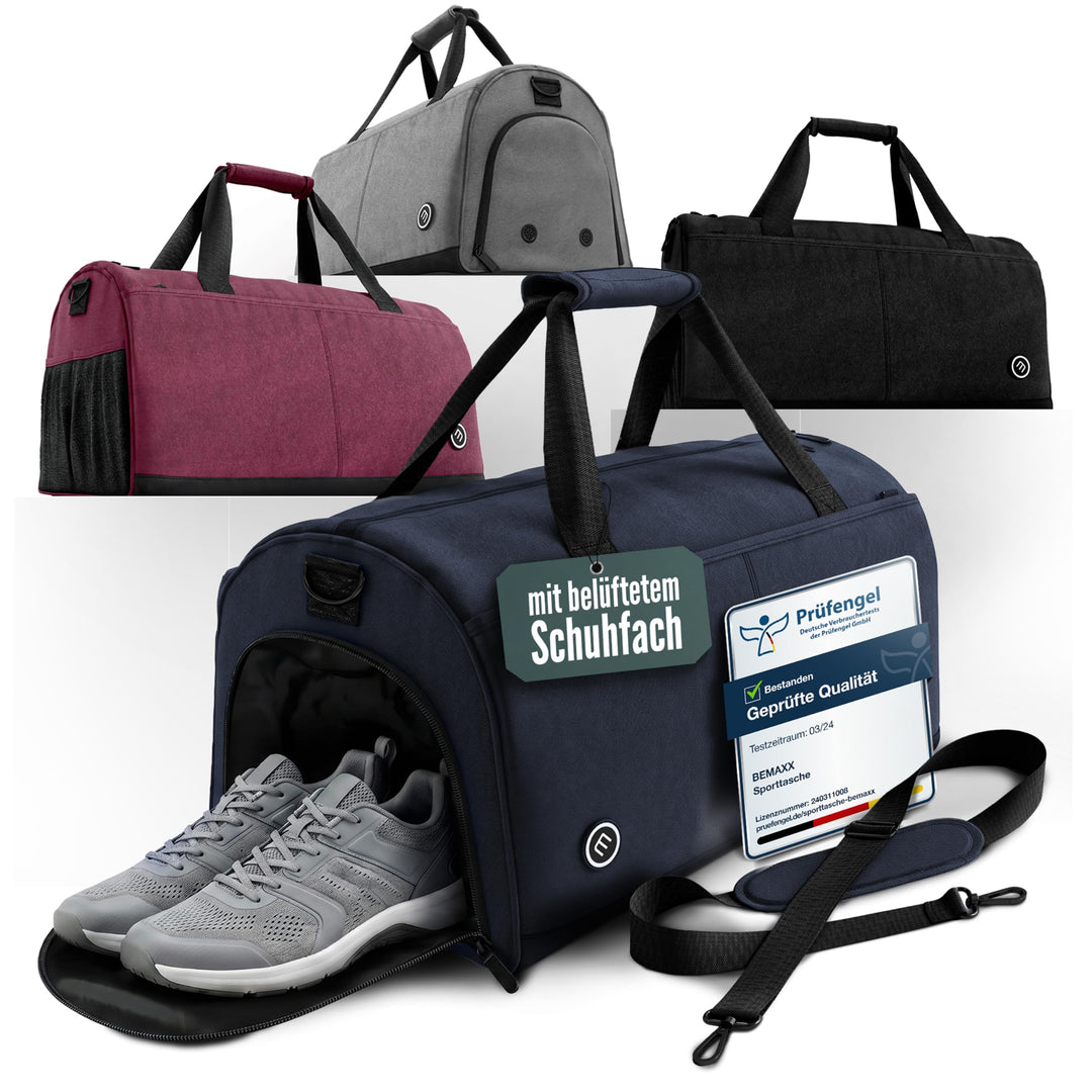 Sporttasche Herren Trainingstasche Damen + Schuhfach Nassfach | 40/60L mit Rucksack-Funktion, 30/50L
