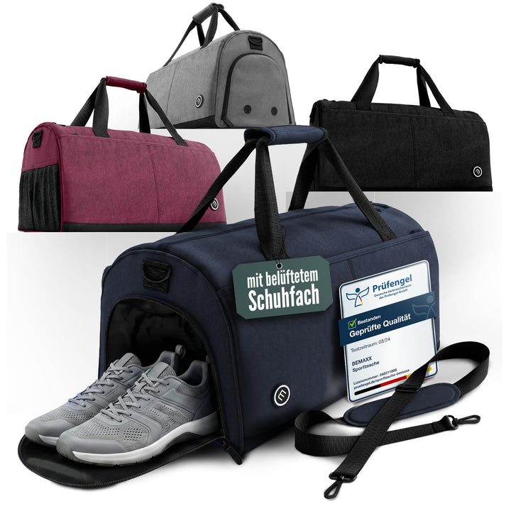Sporttasche Herren Trainingstasche Damen + Schuhfach Nassfach | 40/60L mit Rucksack-Funktion, 30/50L
