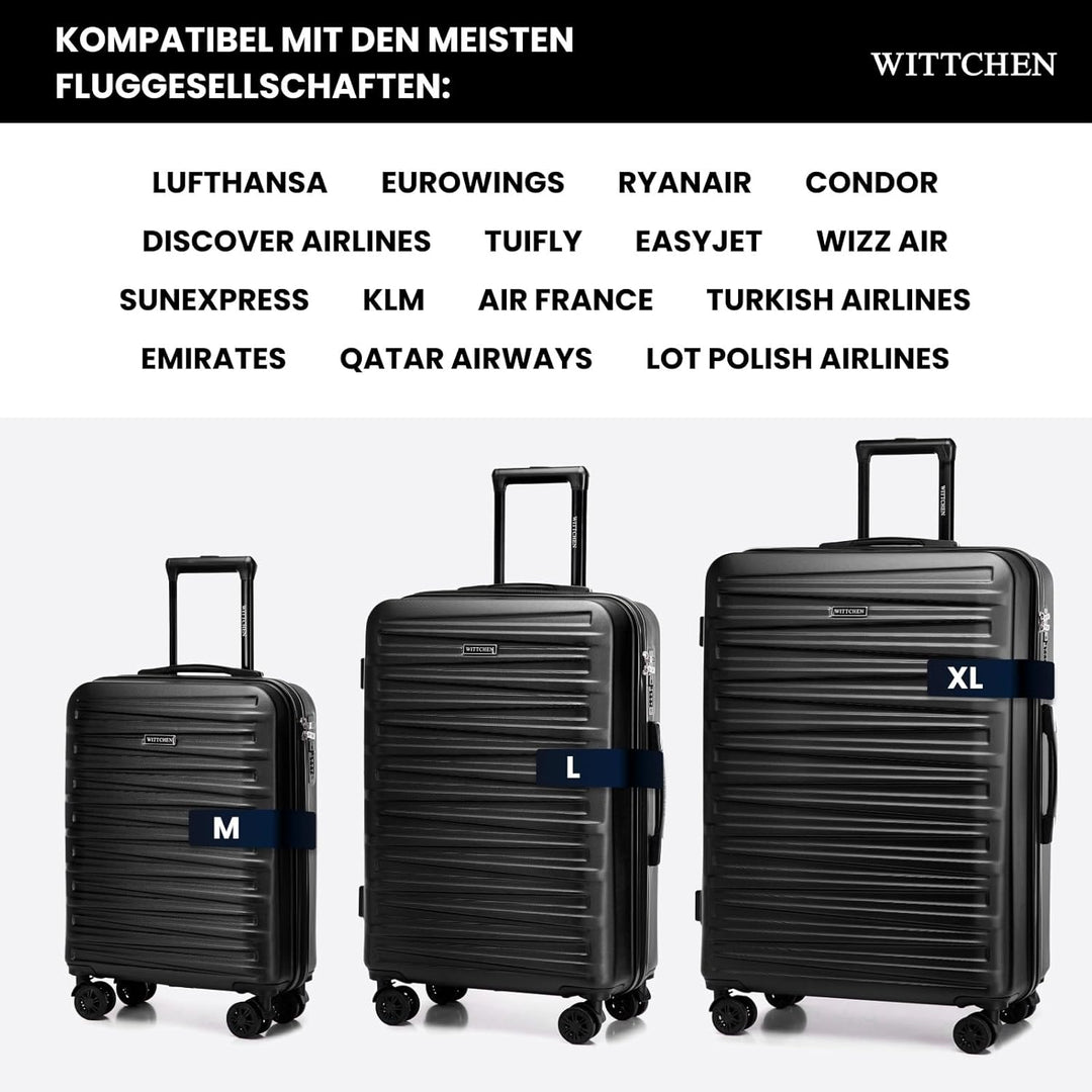 WITTCHEN Skyspeed Line Reisekoffer 3er Koffer-Set Rollkoffer Trolley Handgepäck Reisekofferset ABS H