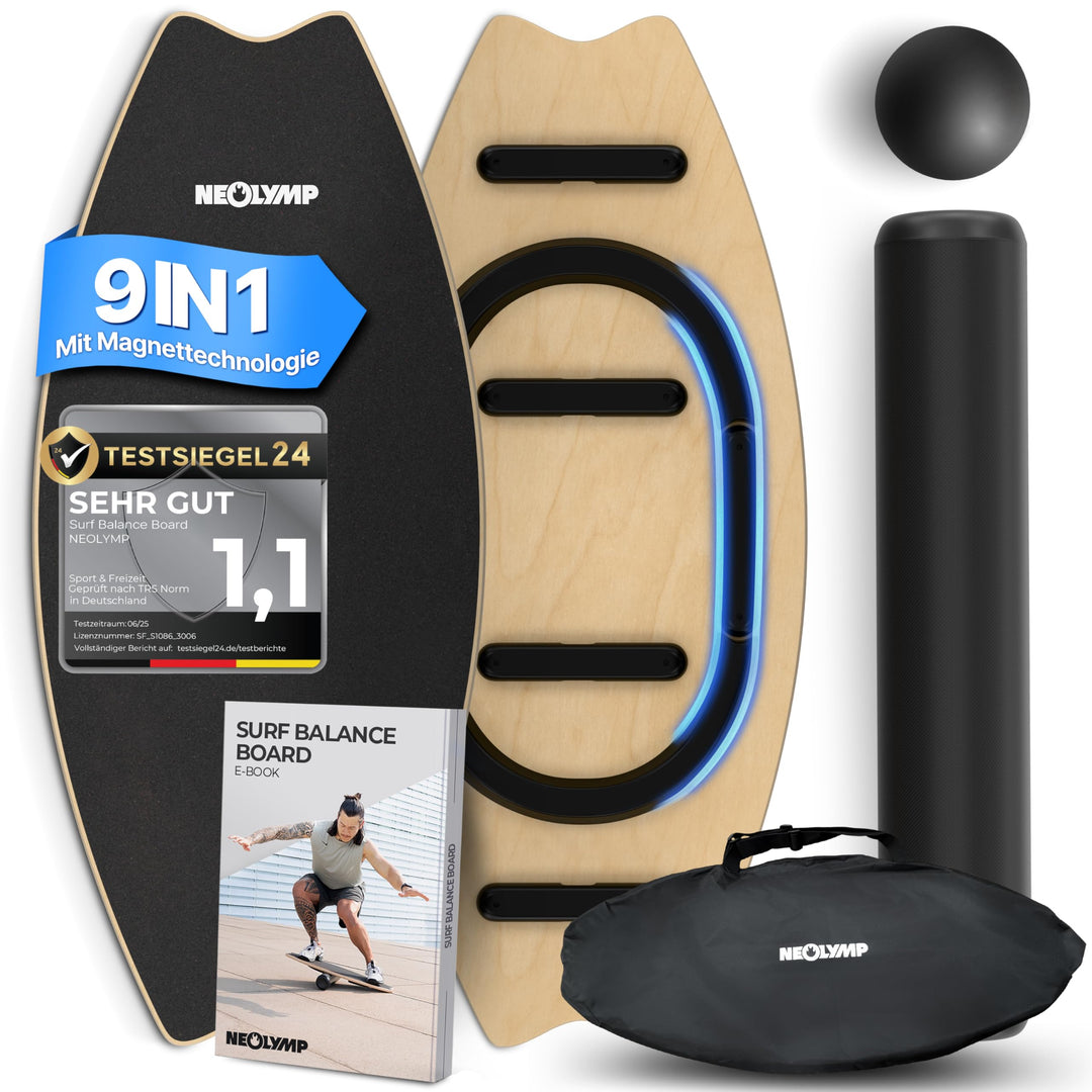 NEOLYMP Balance Board Holz – Gleichgewichtstrainer für Erwachsene & Kinder – rutschfest & bis 210kg