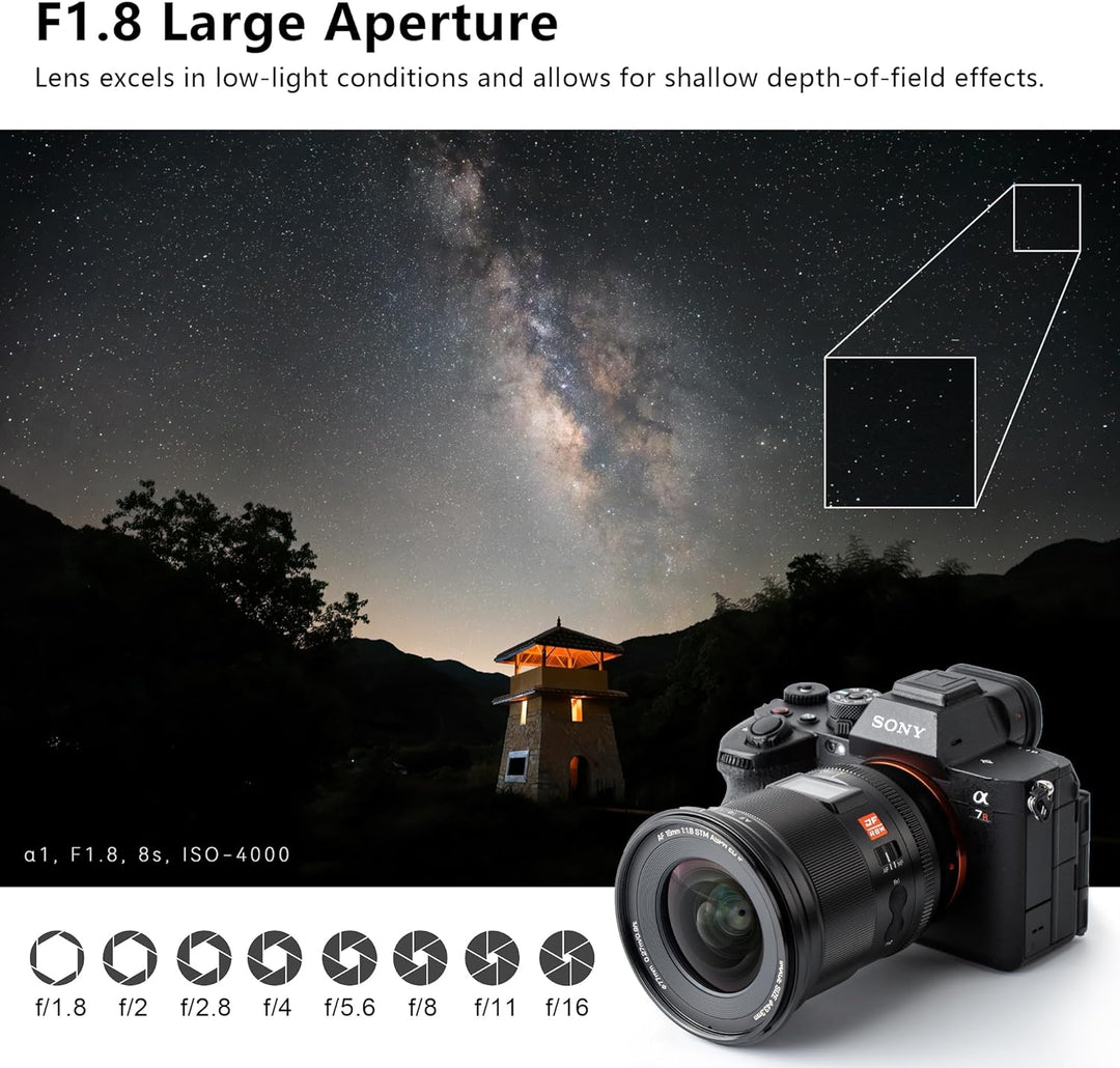 VILTROX 16mm F1,8 f/1,8 Vollbild Weitwinkel Autofokus Objektiv mit LCD Bildschirm Objektiv Kompatibe