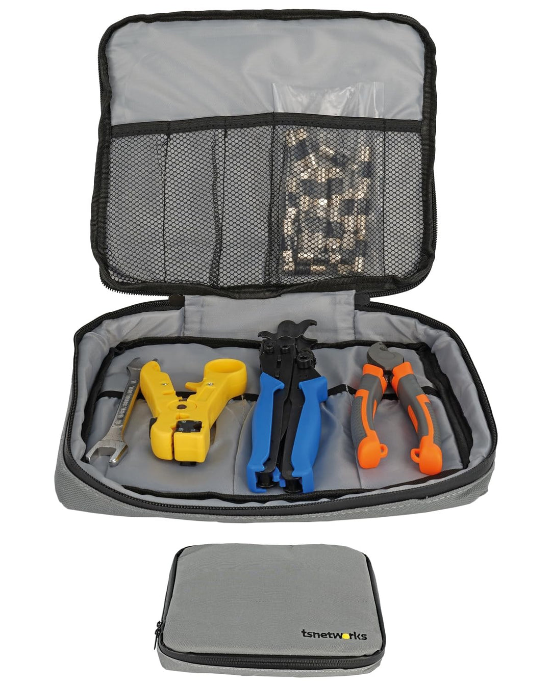 tsnetworks 7in1 NS 4 Waterproof Antennen Werkzeugset mit Kompressionszange, Universal Abisolierer,Sc
