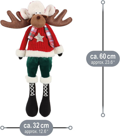 COM-FOUR® Premium Kantenhocker - grosses Rentier XXL für die Weihnachtsdeko, Handmade Elch- Figur al