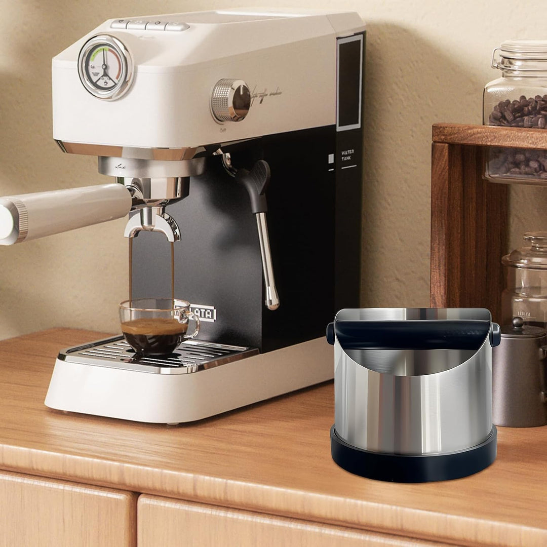 Kaffeesatz Knock Box, Klein Edelstahl Espresso Kaffee Knock Box, Kaffeemahlen Knock Out Box mit Abne